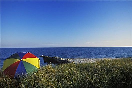 海滩伞,海滩,科德角,马萨诸塞,美国