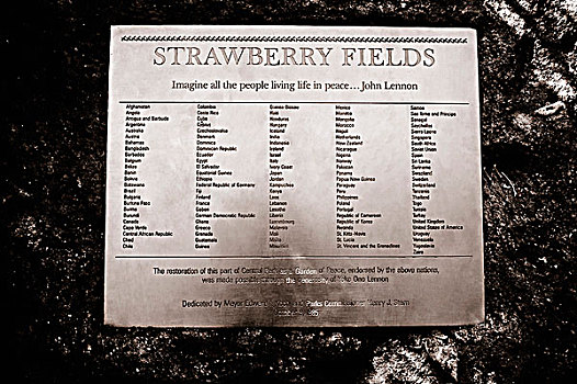 牌匾,公园,草莓,土地,中央公园,曼哈顿,纽约,美国