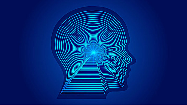 AI人工智能,線條組成人體頭部輪廓,科學技術與工程概念
