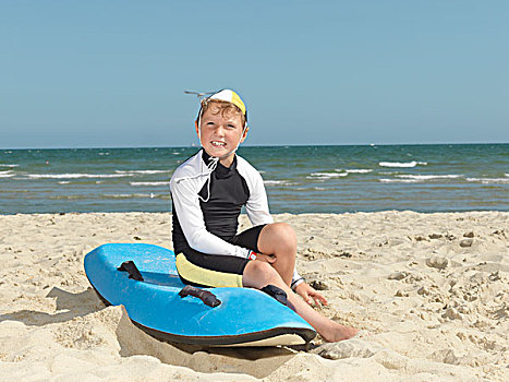 男孩,头像,钳子,孩子,冲浪,生活,救生员,冲浪板,海滩,阿尔托纳,墨尔本,澳大利亚