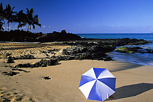美国,毛伊岛,夏威夷,伞,海滩,小湾