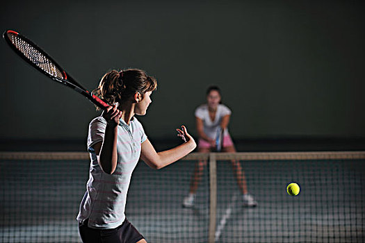 两个女孩,网球,运动