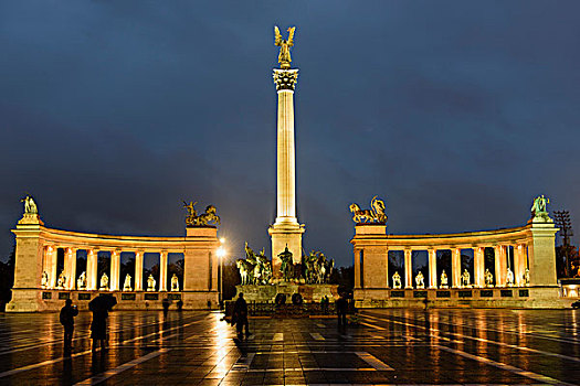 纪念建筑,英雄广场,布达佩斯,匈牙利,欧洲