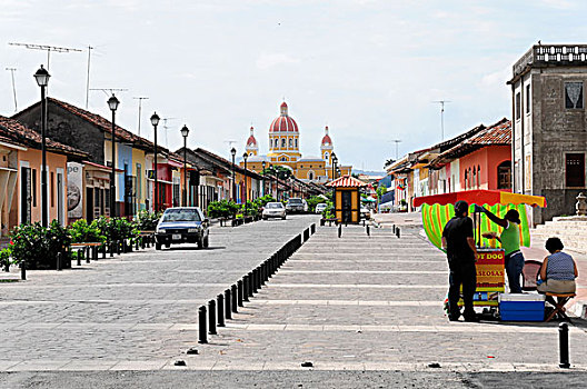 街道,背影,大教堂,格拉纳达,尼加拉瓜,中美洲