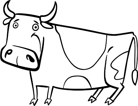 卡通,插画,农场,母牛,上色