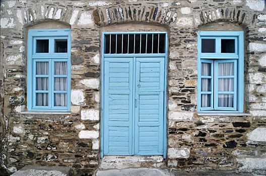 入口,窗户,老,石屋,基克拉迪群岛,希腊,欧洲