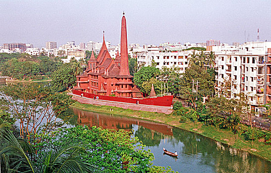 建筑,船,湖,达卡,孟加拉,2007年