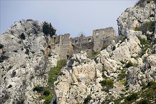 遗址,十字军东征,城堡,围绕,石头,塞浦路斯北部