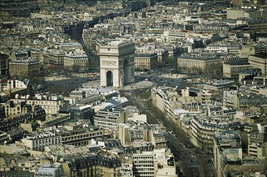 法国,巴黎,地点,拱形,俯视