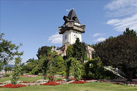 钟楼,城堡山,城堡,山,格拉茨,施蒂里亚,奥地利