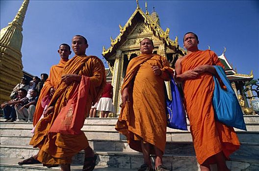 泰国,曼谷,寺院,大皇宫,僧侣