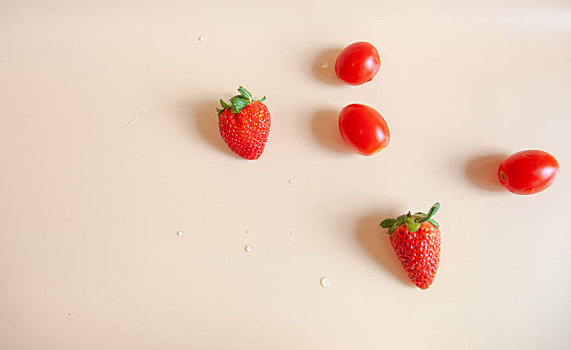 新鲜水果,草莓,番茄,静物,特写