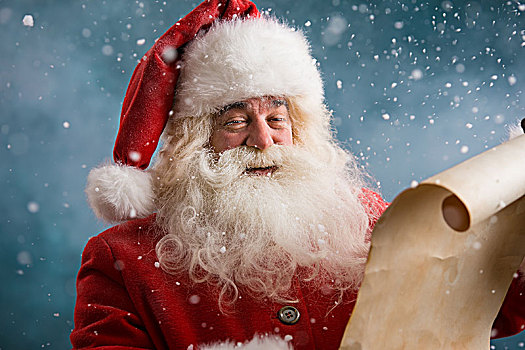 头像,高兴,圣诞老人,读,圣诞节,信,户外,北极,下雪