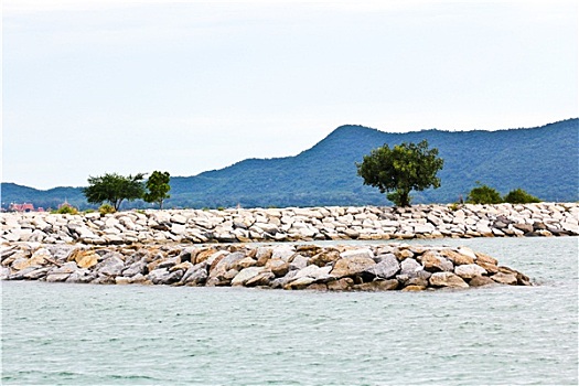 挡墙,石头,海上,海岸,泰国