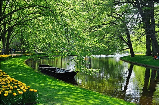 船,靠近,河,库肯霍夫公园,公园,荷兰