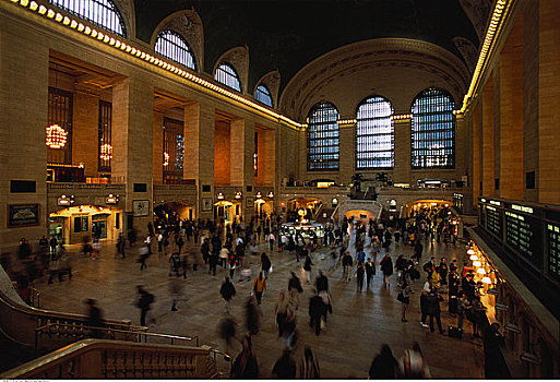 模糊,人,大中央车站,纽约,美国