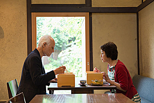 老年,夫妻,食物