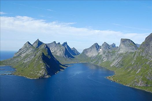 山峦,峡湾,罗弗敦群岛,挪威