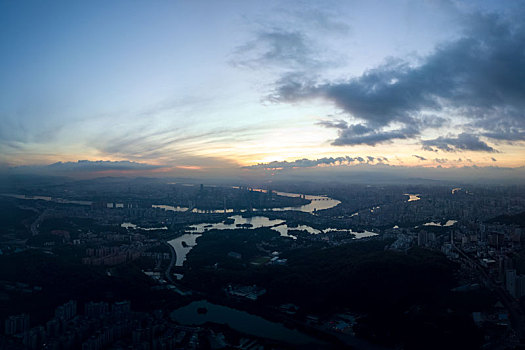 广东惠州市区清晨时分航拍全景风光