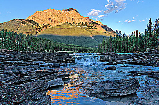 阿萨巴斯卡河,靠近,阿萨巴斯卡瀑布,碧玉国家公园,艾伯塔省,加拿大
