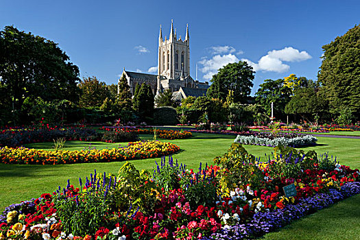 英格兰,掩埋,教堂,公园,正规花园,大教堂