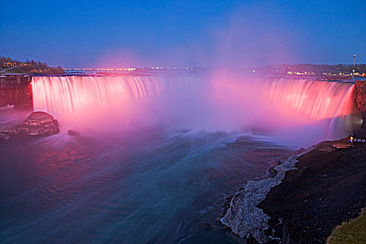 马蹄铁瀑布,尼亚加拉河,黄昏,光亮,尼亚加拉瀑布,安大略省,加拿大