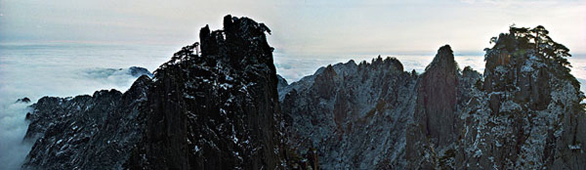 安徽,黄山,全景,宽幅,云海,雪景,日出,日落,雾淞,全山