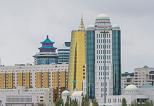 哈萨克斯坦,阿斯塔纳,城市,新,行政,城市天际线,金字塔,区域