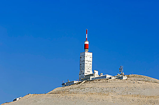 塔,气象站,顶峰,旺图山,沃克吕兹省,法国南部,法国,欧洲