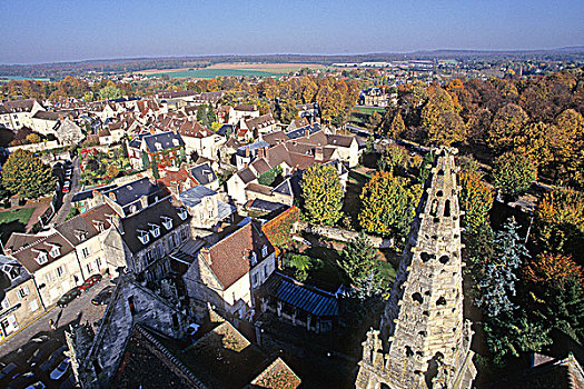 法国,俯视,中世纪城市
