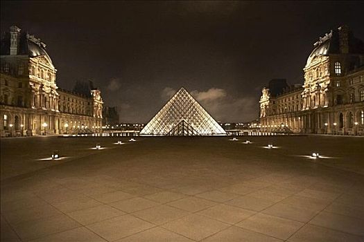 卢浮宫,夜晚,巴黎,法国