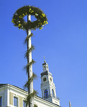 五月花柱,钟楼,蓝天