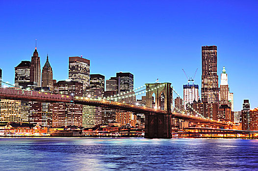 布鲁克林大桥,纽约,曼哈顿,市区