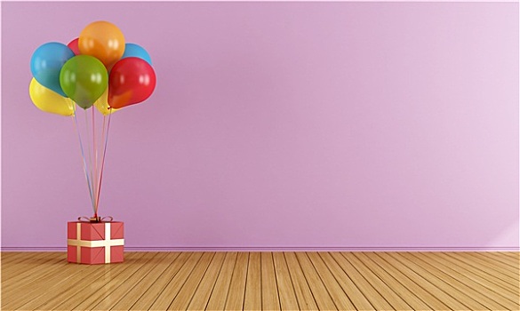 彩色,气球,空,粉色,房间