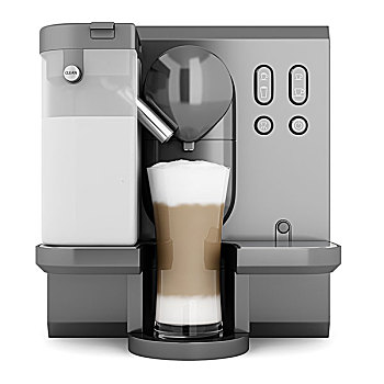 现代,黑咖啡,机器,隔绝,白色背景,背景
