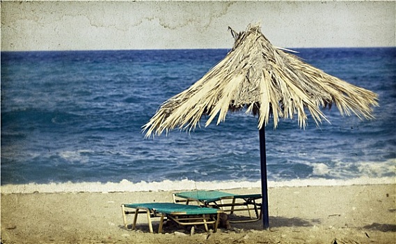 伞,太阳椅,海滩