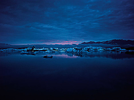 结冰,湖,夜晚