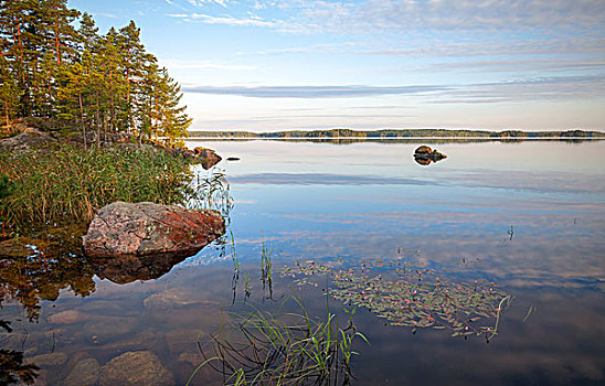 海岸,湖,芬兰