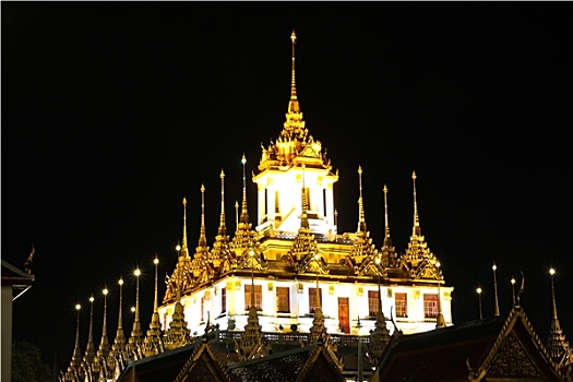 金属,宫殿,寺院,夜晚,曼谷,泰国