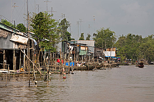 一个,湄公河,湄公河三角洲,南,越南,东南亚