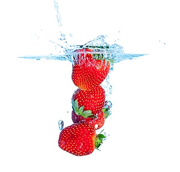 新鲜,草莓,水,溅
