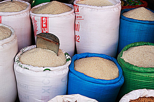 袋,稻米,市场,收获,柬埔寨