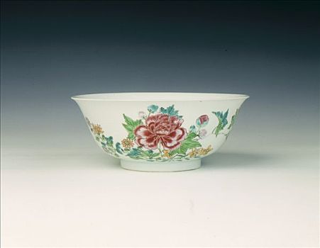 玫瑰,碗,牡丹,雏菊,清朝,雍正时期,瓷器,艺术家,未知