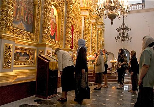乌克兰,基辅,寺院,洞穴,信徒,祈祷,教堂,2004年