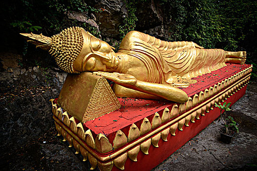 老挝,琅勃拉邦,卧佛,雕塑,攀升,大幅,尺寸