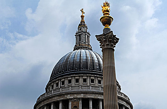 圆顶,大教堂,正面,柱子,窝立克,伦敦,英格兰,英国,欧洲