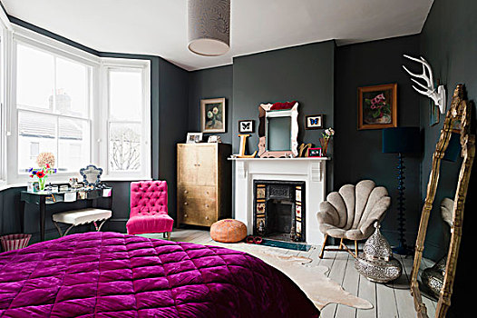 暗色,涂绘,卧室,种类,旧式,绿色,家具,紫色,被子,床