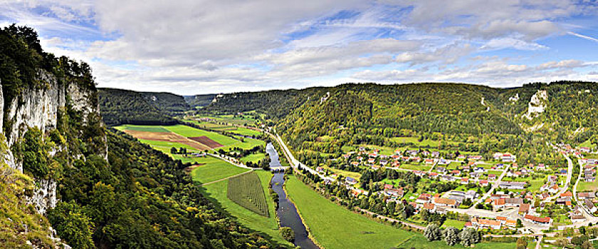 全景,风景,石头,秋天,多瑙河,山谷,右边,地区,锡格马林根,巴登符腾堡,德国,欧洲