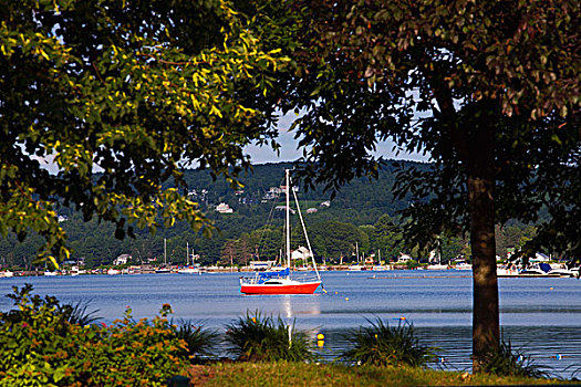 帆船,早晨,魁北克,加拿大
