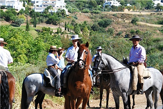 人,骑马,马贝拉,西班牙